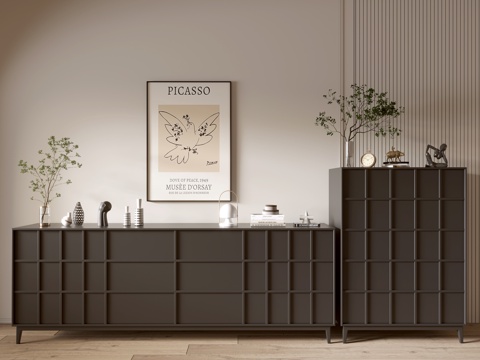 Modern Black Wood Grain Entrance Cabinet Sideboard Cabinet Balcony Cabinet Storage Cabinet Entrance Cabinet