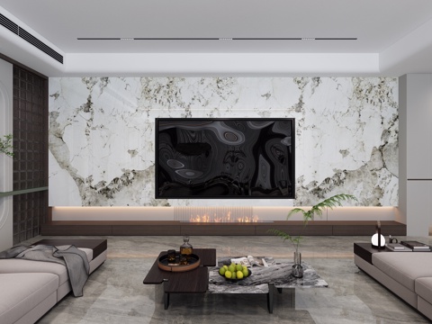 Modern Italian Living Room Video Wall