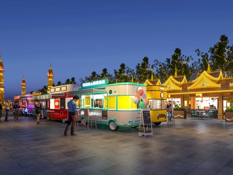 Commercial Street Market Night View Snack Square Container Food Street Net Red