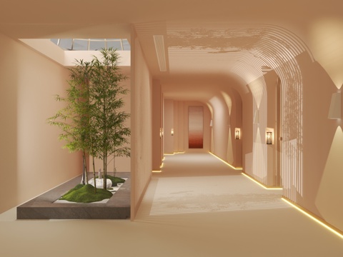 Modern beauty_shop aisle_beauty salon corridor_corridor landscape 3D model