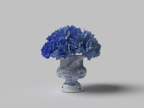 Chinese blue rose flowerpot