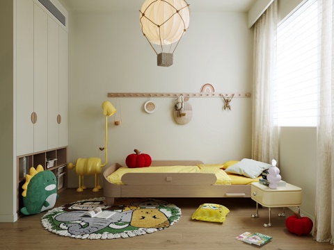 Cream Log Home Bedroom