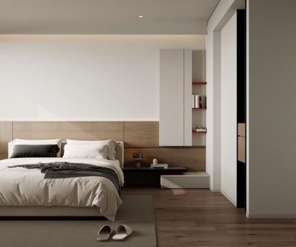 Modern bedroom without main lamp