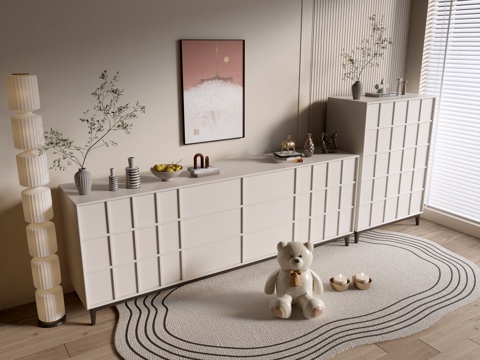 Modern Cream Style Bookcase Whole Cabinet Sideboard Cabinet Balcony Cabinet Storage Cabinet Entrance Cabinet