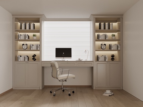 Modern Desk Integrated Cabinet Bay Window Cabinet