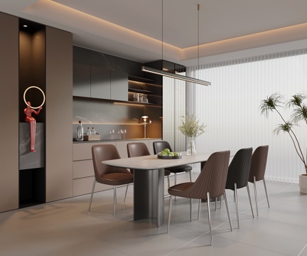 Modern Italian DiningRoom Dining Table and Chair Italian Wine Cabinet