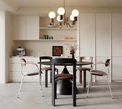 Mid-century Style DiningRoom Dining Table and Chair Wine Cabinet