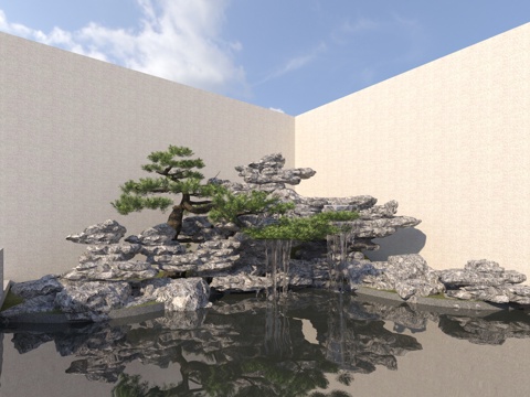 New Chinese-style rockery waterscape