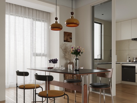 Mid-century Style Dining Table and Chair DiningRoom