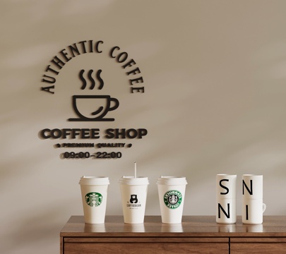 Modern coffee cup Starbucks coffee logo