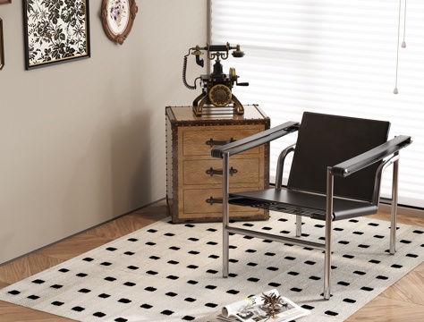 French Lounge Chair Side-table Retro Telephone Carpet Chair