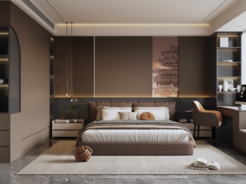 Modern Italian Style Bedroom No Main Light Bedroom Master Bedroom Second Bedroom Bay Window Bedroom Double Bed