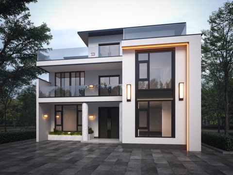 Modern Villa Exterior Three-storey Villa Self-built Villa