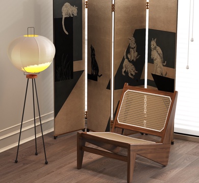 French Floor Lamp Screen Partition Screen Chair