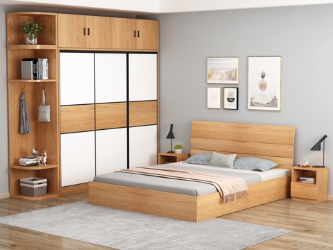 Nordic Bedroom Wardrobe Double Bed