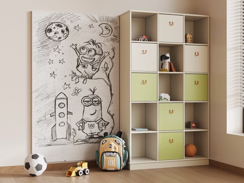 Modern Children's Storage Cabinet School Bag Bookcase