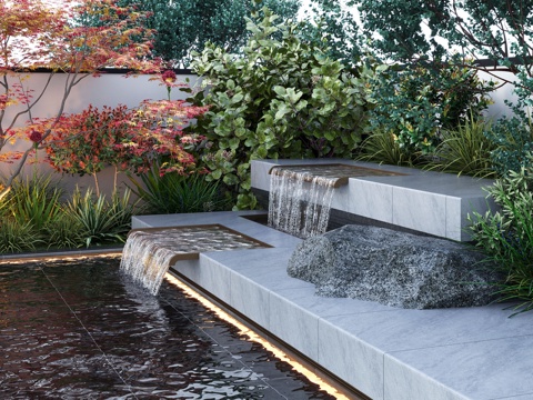 Modern water landscape courtyard water feature stacked water pool