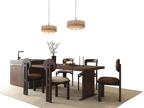 Mid-century Style Dining Table and Chair Island Table Dining Table and Chair