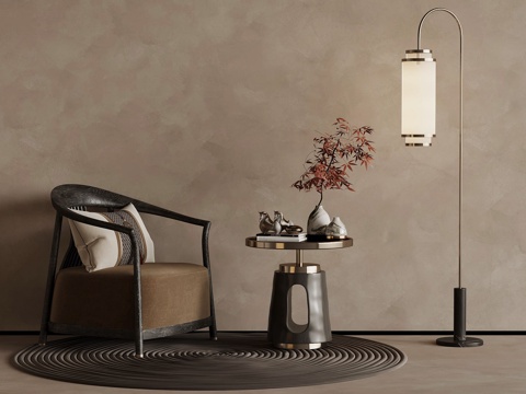 Neo-Chinese Style Lounge Chair Side Floor Lamp