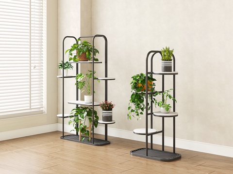 Modern Floor-Standing Iron Flower Rack Storage Rack Multi-Layer Flower Rack Flower Pot Rack Green Plant Potted Plant