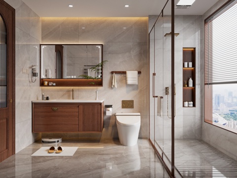 Modern Neo-Chinese Style Bathroom Shower Toilet Bathroom Supplies Bathroom Cabinet