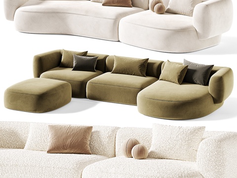 Modern Multiplayer Curved Sofa Collection