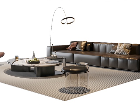 Now simple sofa coffee table combination Lounge Chair three sofa sofa stool floor lamp