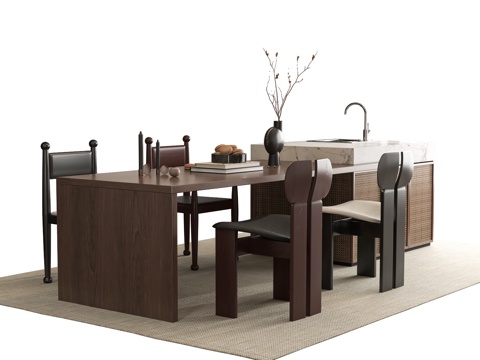 Mid-century Style Dining Table and Chair Island Table Dining Table and Chair