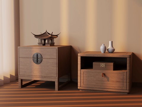 Neo-Chinese Style Bedside Cabinet Song Style Bedside Cabinet Decoration