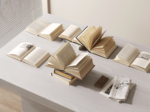 Modern Books Combination Open Books Newspapers Foreign Books