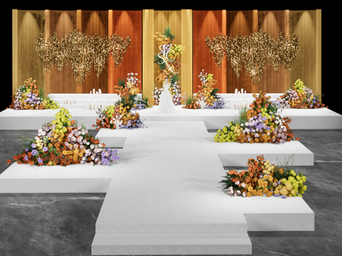 Niche orange color contrast wedding scene