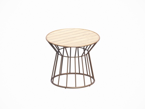 Modern French Round Metal Wooden Coffee Table Side Table Outdoor Courtyard Coffee Table Combination