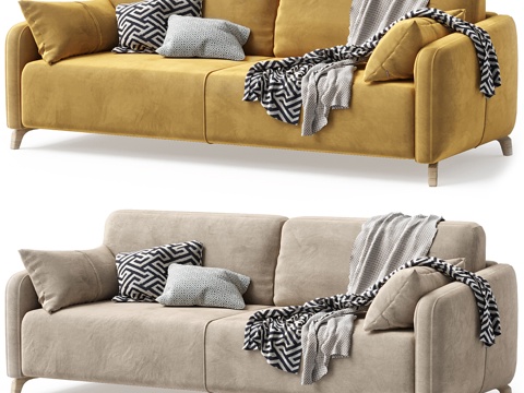 Modern Fabric Double Sofa In-line Sofa Living Room Sofa