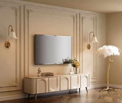 French TV Wall TV cabinet floor lamp