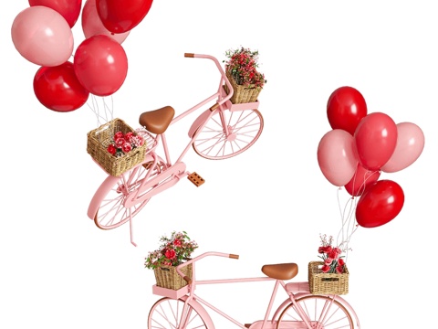 Valentine's Day Bicycle Bicycle Bicycle Pink Bicycle Valentine's Day Jewelry Balloon