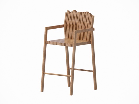 Modern Bar Chair Solid Wood Teak Bar Chair Indoor Bar Chair Outdoor Courtyard Garden Bar Chair Bar Stool