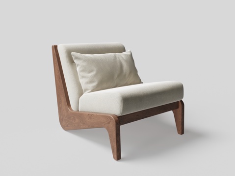 Modern Solid Wood Fabric Lounge Chair