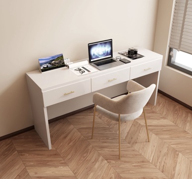 French Cream Modern Writing Table and Chair Laptop