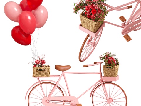 Valentine's Day Bicycle Bicycle Bicycle Pink Bicycle Valentine's Day Jewelry Balloon