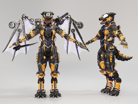 Modern game character mecha robot mecha wings mecha animal sci-fi game