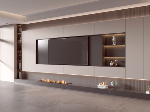 Modern Italian Living Room Affordable Luxury Style TV Wall Full Wall TV Cabinet