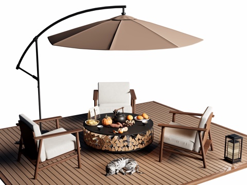 Modern Outdoor Table and Chair Outdoor Dining Table and Chair Enclosing Stove Tea Cooking Stove Sunshade