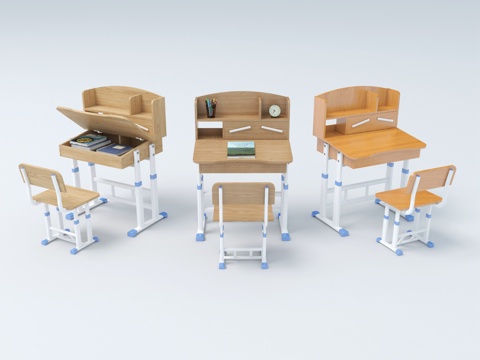 Primary School Students' Desks and Chairs Lifting Desks and Chairs Desktop Top-opening Desk Steel Wood Desk and Chair Love