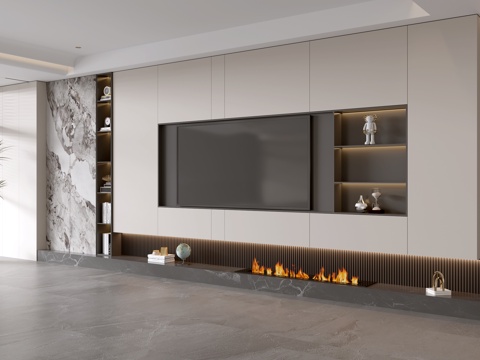 Modern Italian Living Room Affordable Luxury Style TV Wall Full Wall TV Cabinet