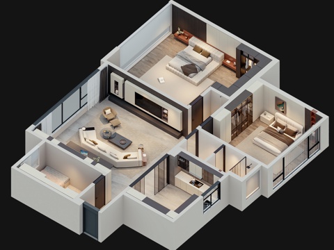 Aerial View of Modern Home Decoration