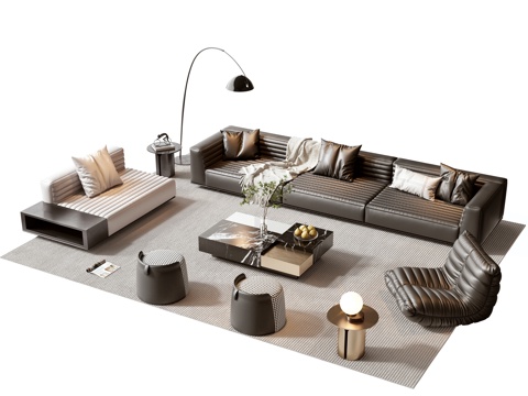 Minotti modern sofa coffee table combination