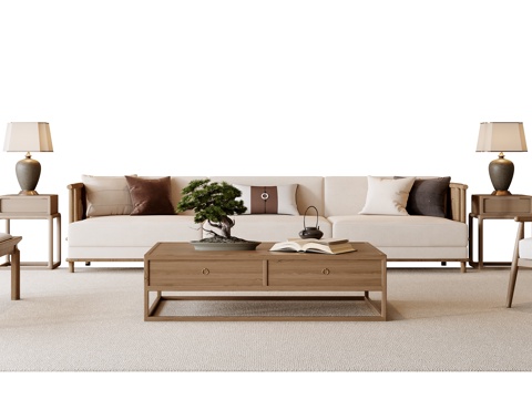 New Chinese Sofa Coffee Table Combination