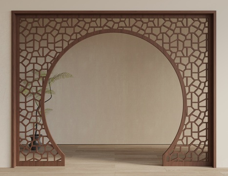 Neo-Chinese Style partition pass door cover lattice