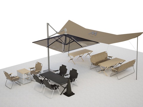 Outdoor Camping Dining Table and Chair Parasol