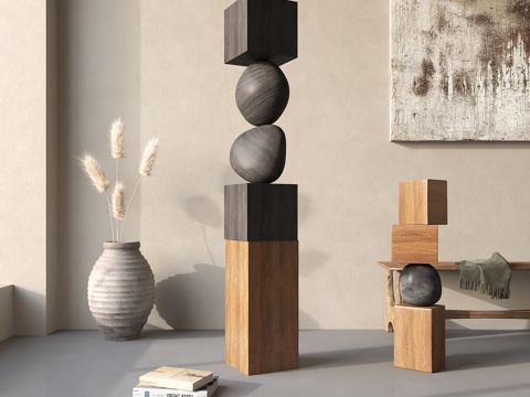 Modern abstract wood sculpture